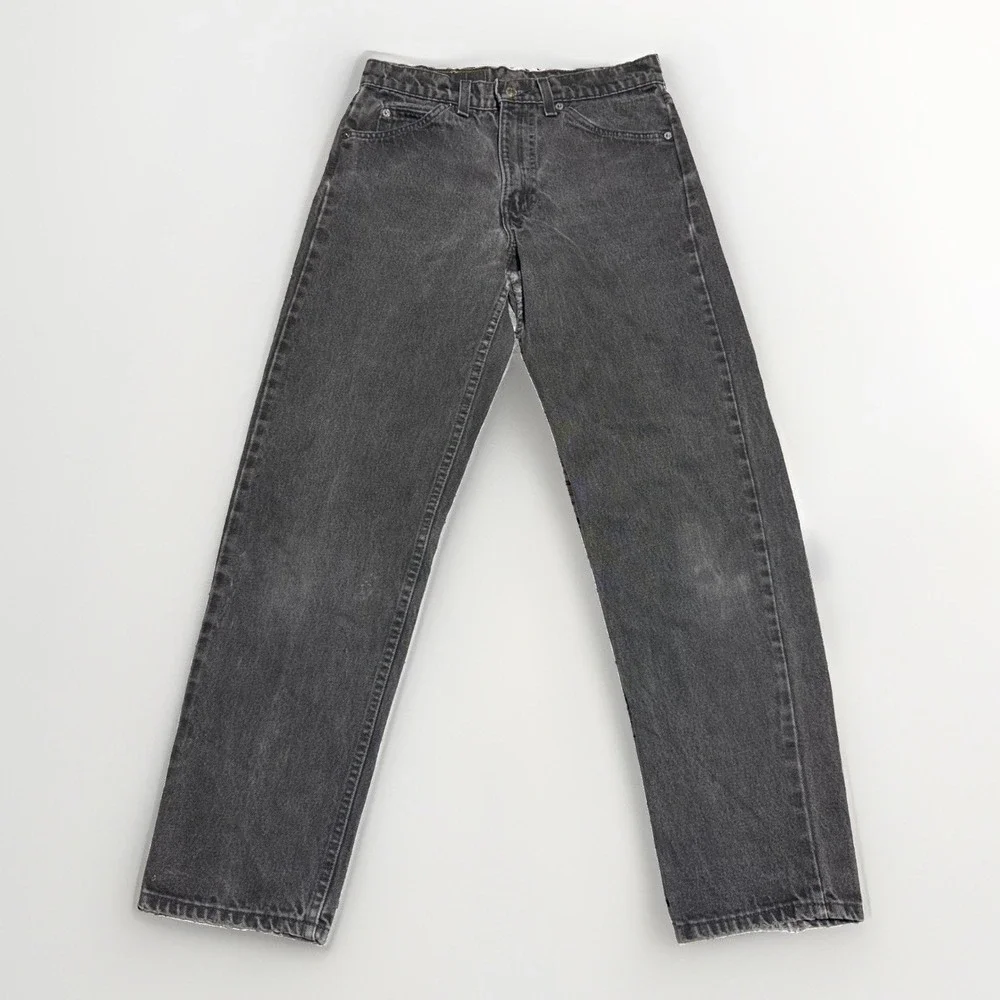 Levi's 555 Jeans 30x30 Relaxed Fit Straight Leg Black Denim Orange Tab USA Made